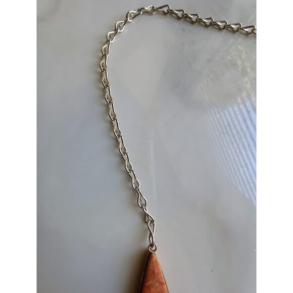 Vintage Hand-Made Peruvian Wire-Work Necklace, Orange Jasper - Picture 4 of 8